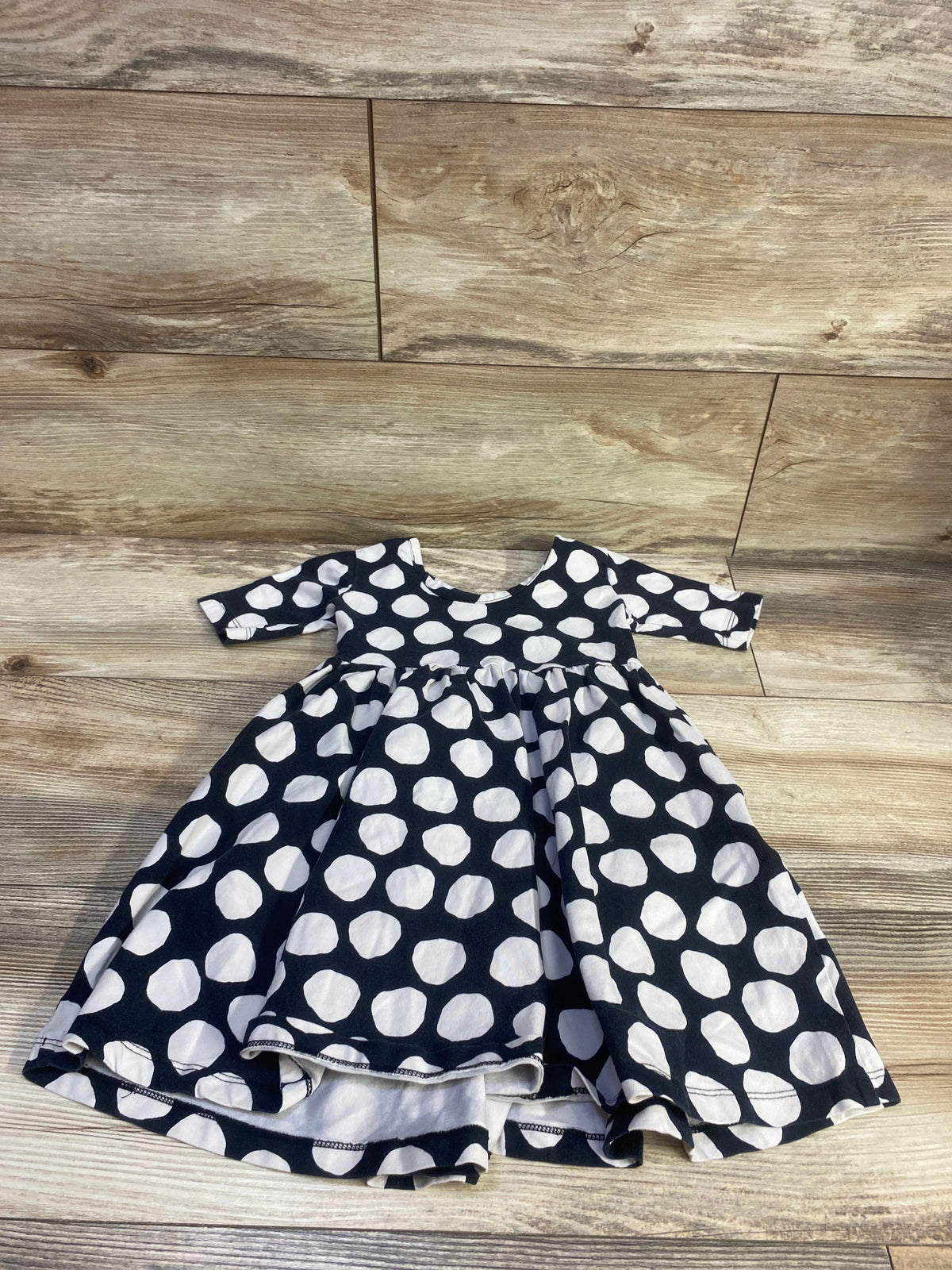 Hanna Andersson Polka Dot Skater Dress Black sz 3T
