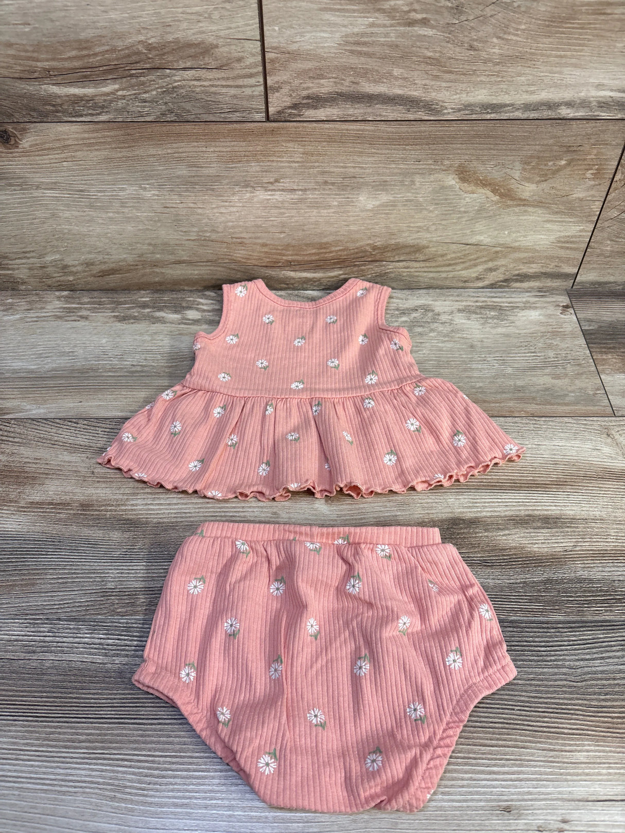 Carter's 2pc Ribbed Floral Pink Tank & Boomers Pink sz 6m