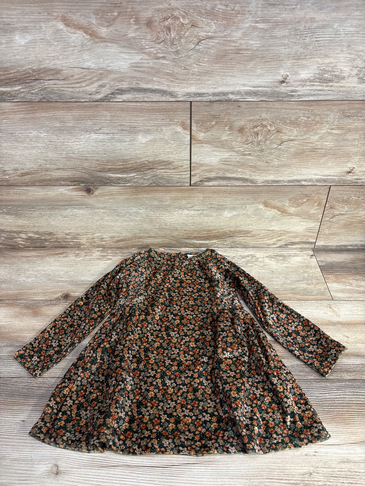 Zara Floral Velvet Dress Green sz 5T