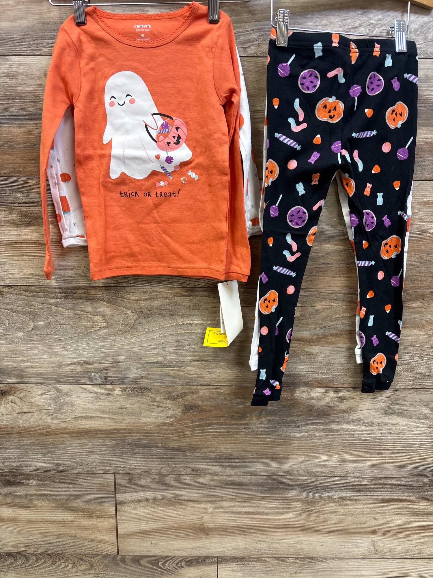 NEW Just One You 4pc Halloween Pajama Set Orange/White sz 4T