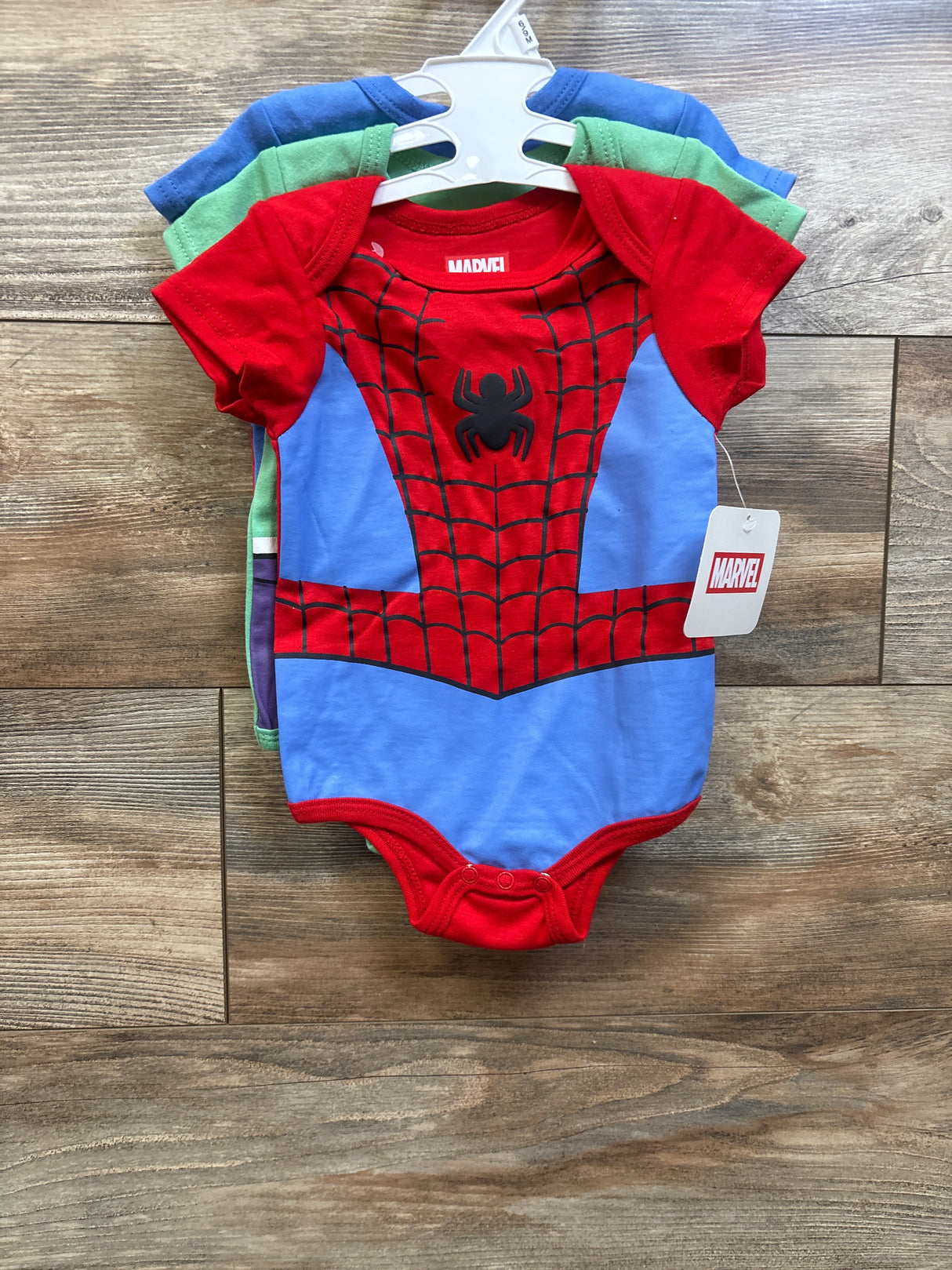 NEW Marvel 3pk Superhero Bodysuits Blue sz 6/9m