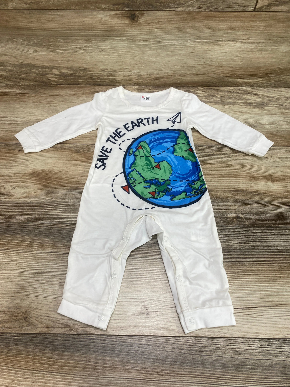 PatPat 'Save The Earth' Coverall White Sz 3-6m