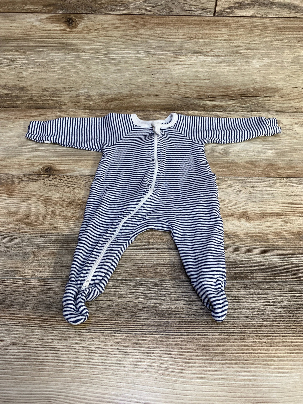 Purebaby Organic Striped Sleeper Navy sz Newborn - Me n Mommy To Be