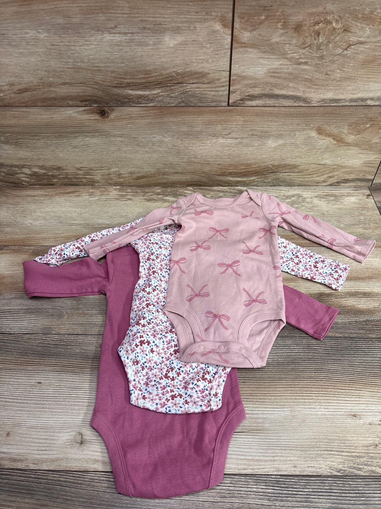 NEW Just One You 3pk Long Sleeve Bodysuits Pink sz 6m