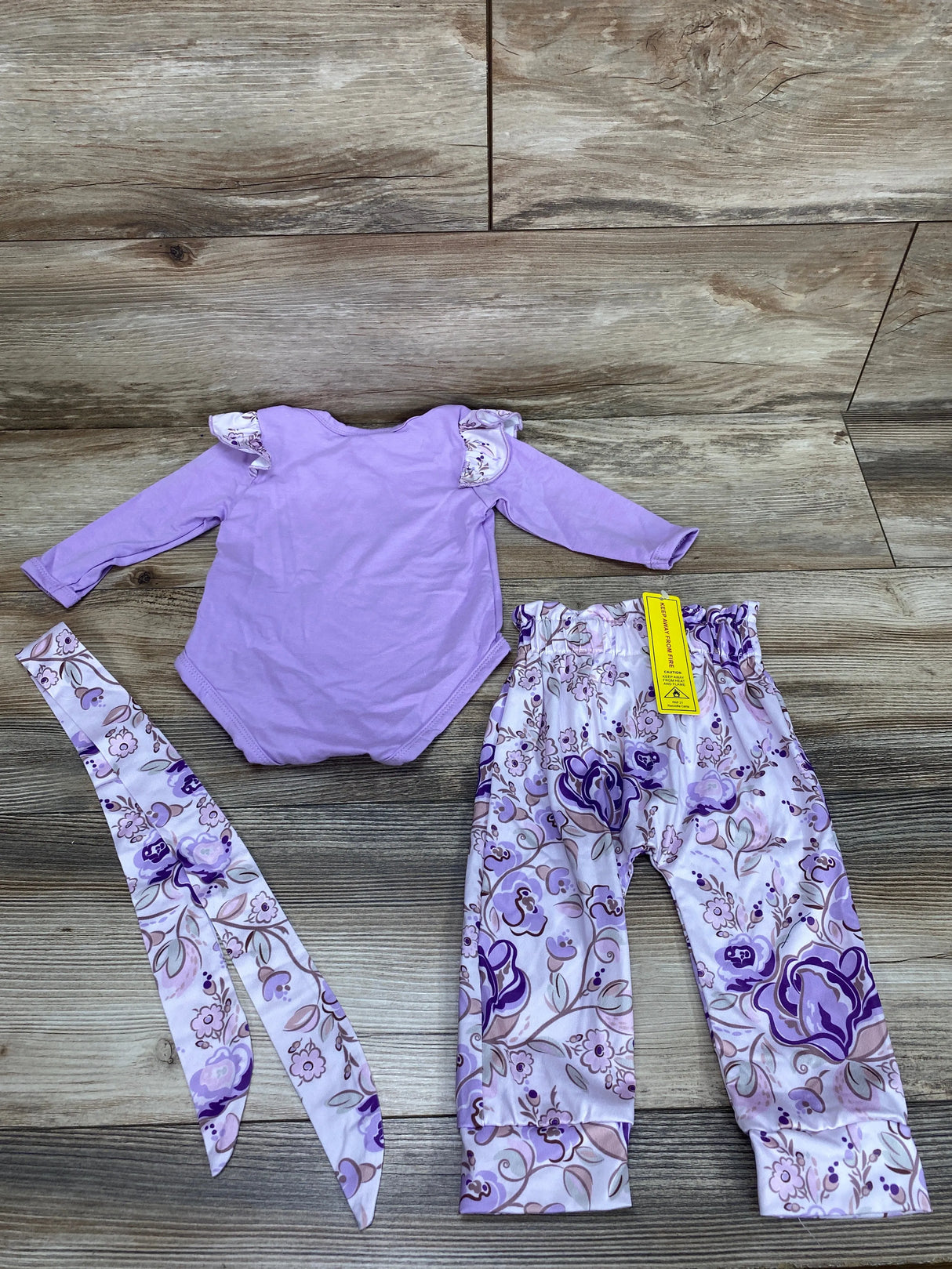 NEW Shein 3pc Little Princess Bodysuit Set Purple sz 3m