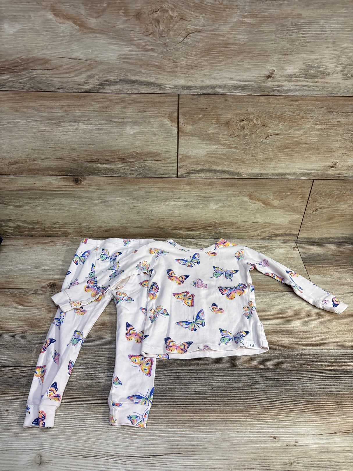 Baby Gap 2pc Butterfly Pajama Set Cream sz 2T