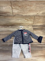 NEW Tommy Hilfiger 2pc Striped Button-Up Shirt & Pants Set Navy sz 0/3m