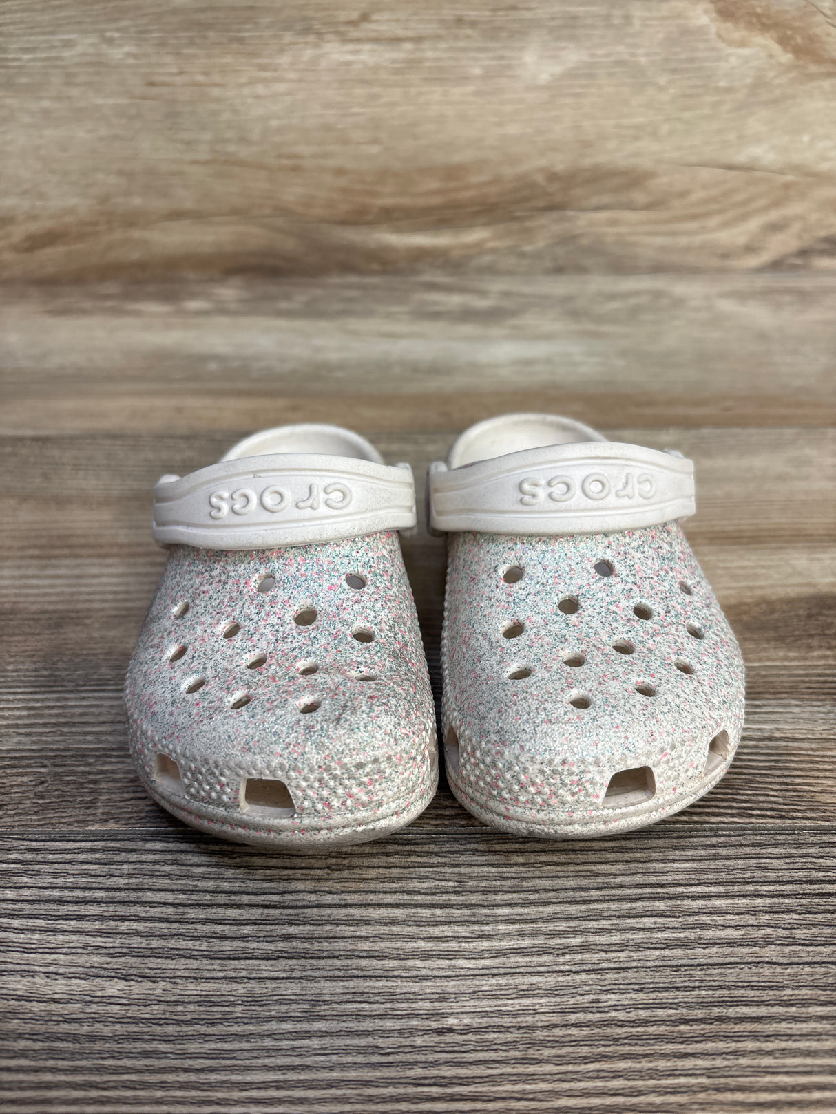 Crocs Classic Clogs White Glitter sz 7c