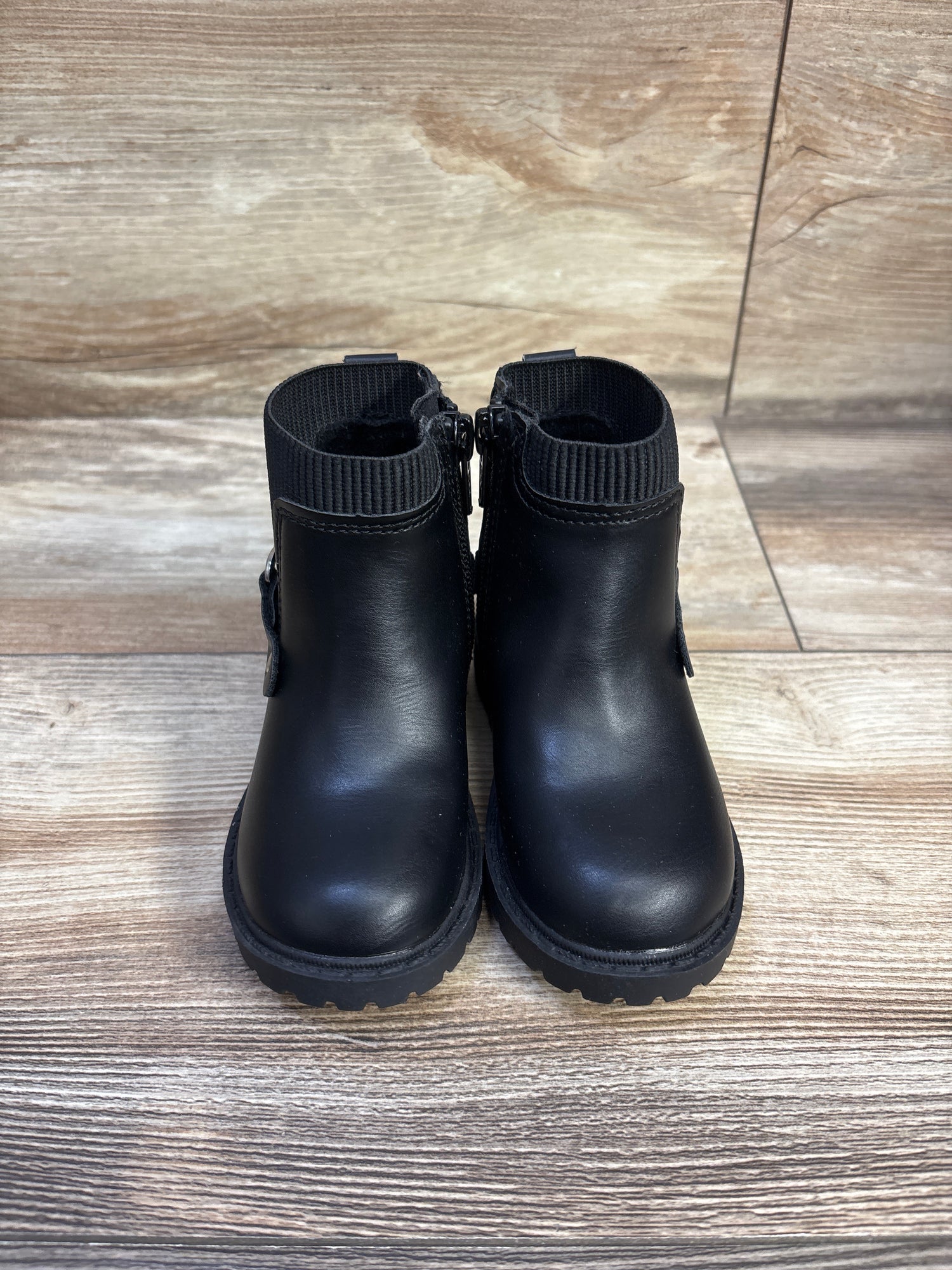 Old Navy Faux Leather Zip Up Moto Boots Black sz 6c