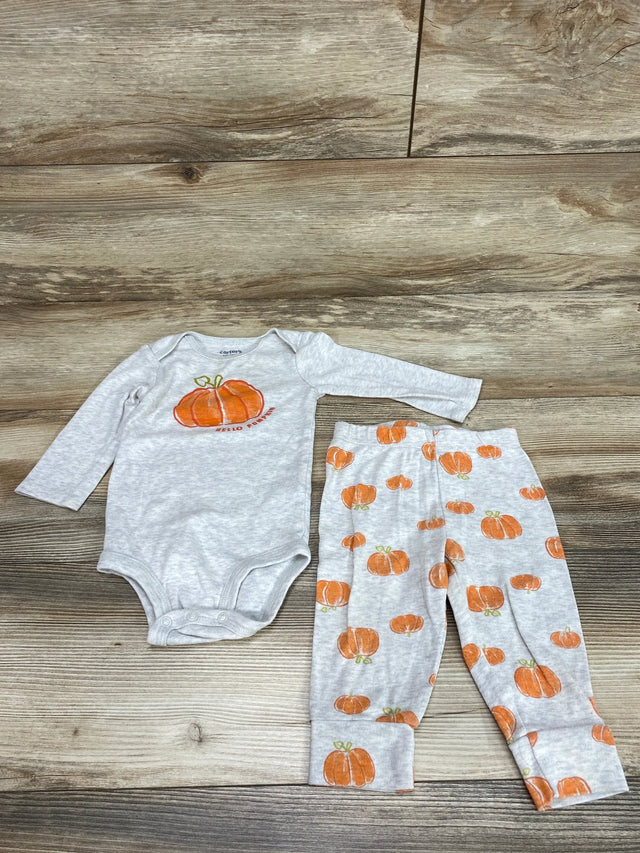 Just One You 'Hello Pumpkin' LS Bodysuit & Pants Grey Sz 9m - Me n Mommy To Be