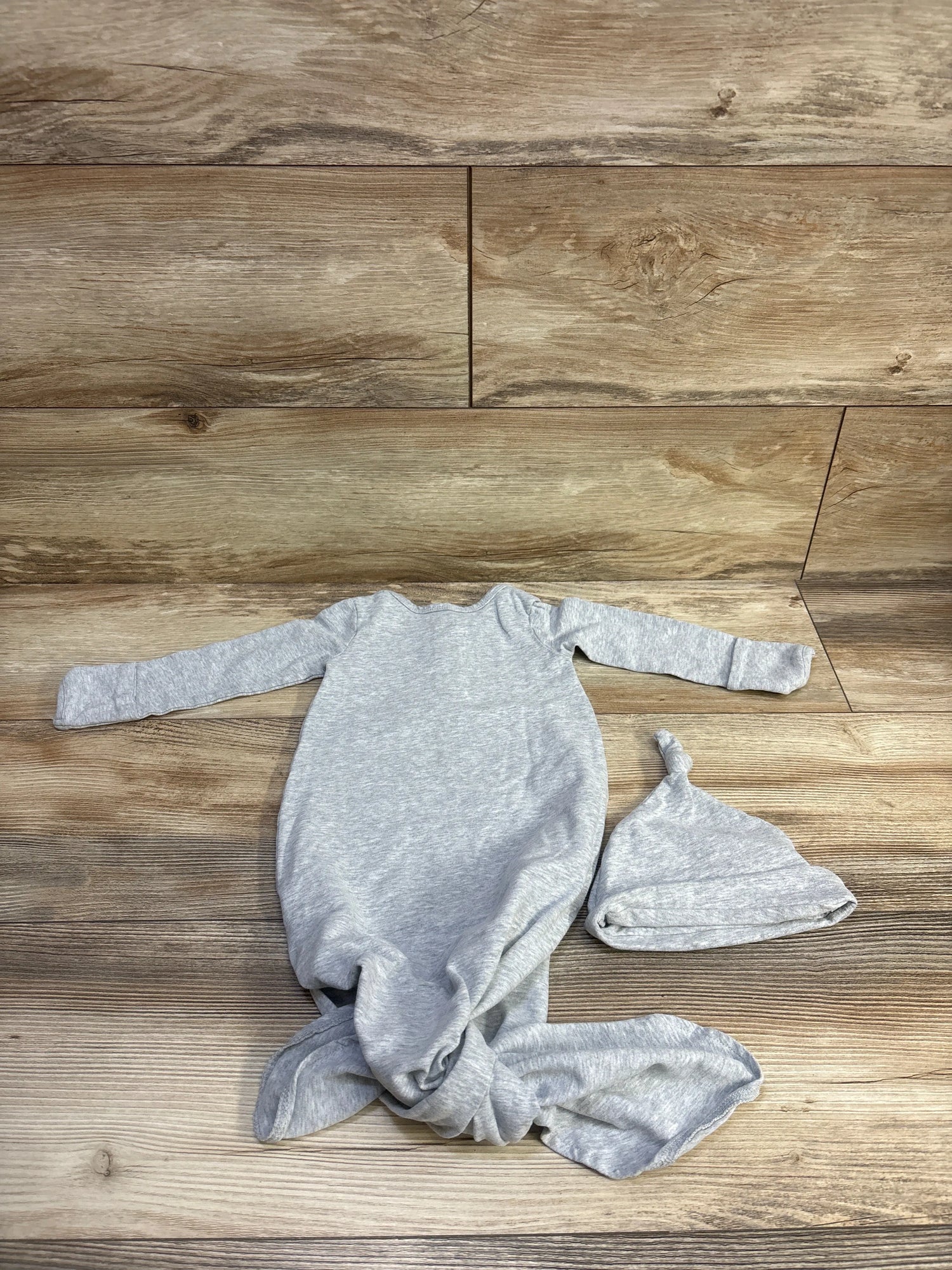 Wonder Nation 2pc Henley Knot Gown & Hat Set Grey sz 0-3m