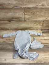 Wonder Nation 2pc Henley Knot Gown & Hat Set Grey sz 0-3m