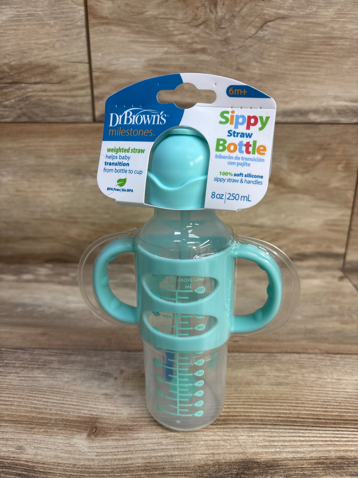 NEW Dr. Brown's Milestones Sippy Straw Bottle with Silicone Handles 8oz