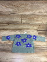 NEW Baby Gap Floral Knit Split Hem Sweater Green sz 2T