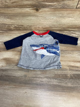 Mud Pie Long Sleeve Shark Shirt Navy/Grey sz 12-18m - Me n Mommy To Be