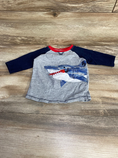 Mud Pie Long Sleeve Shark Shirt Navy/Grey sz 12-18m - Me n Mommy To Be