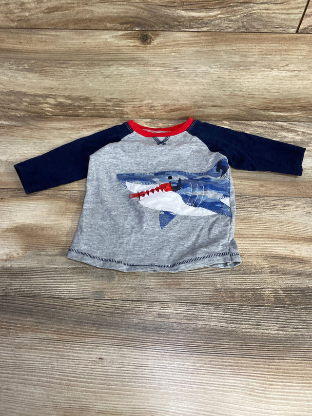 Mud Pie Long Sleeve Shark Shirt Navy/Grey sz 12-18m - Me n Mommy To Be
