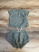 Just One You 2pc Muslin Henley Top & Bottoms Set Sage sz 3m