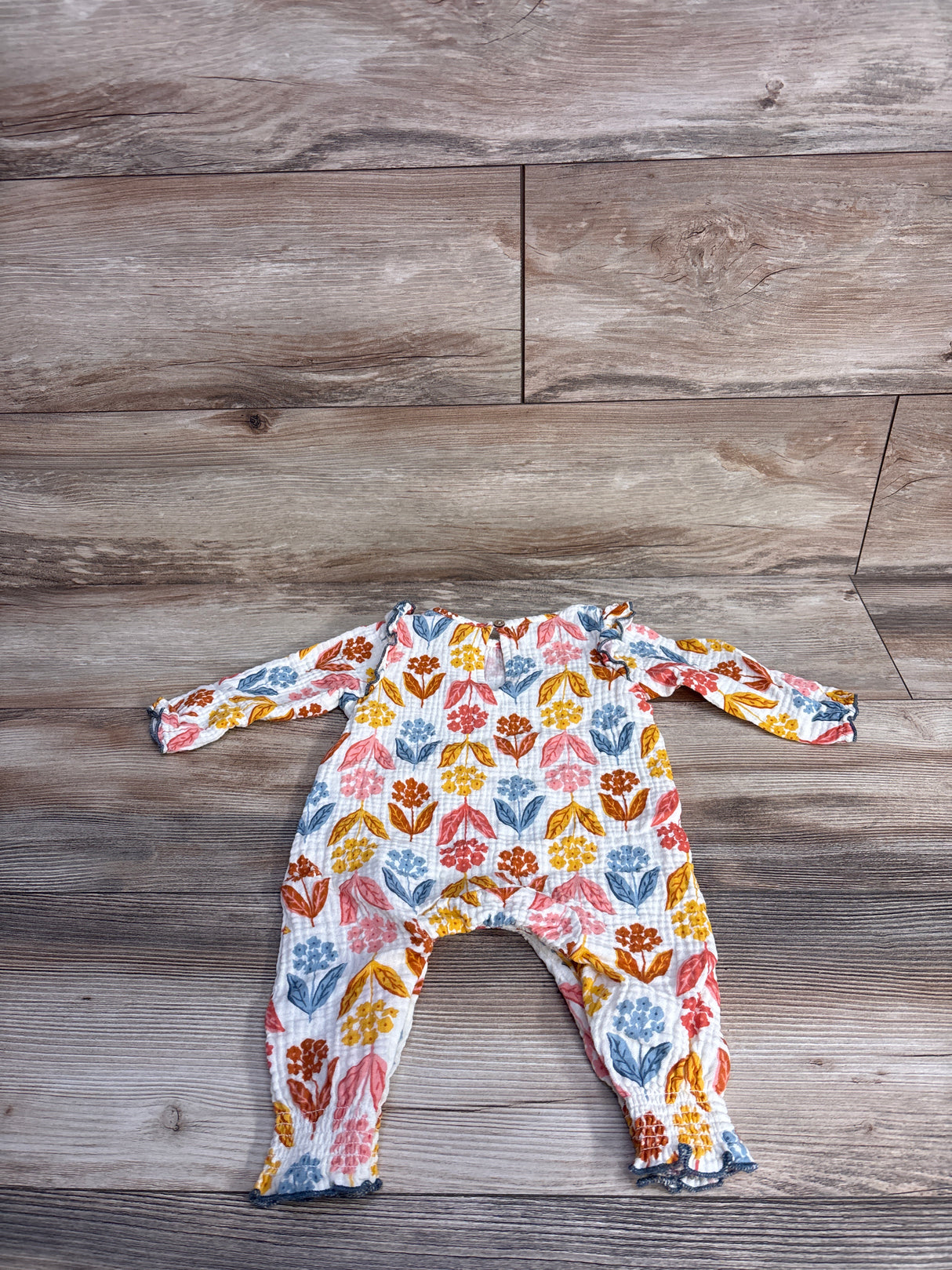 Mudpie Muslin Floral Coverall White sz 3-6m