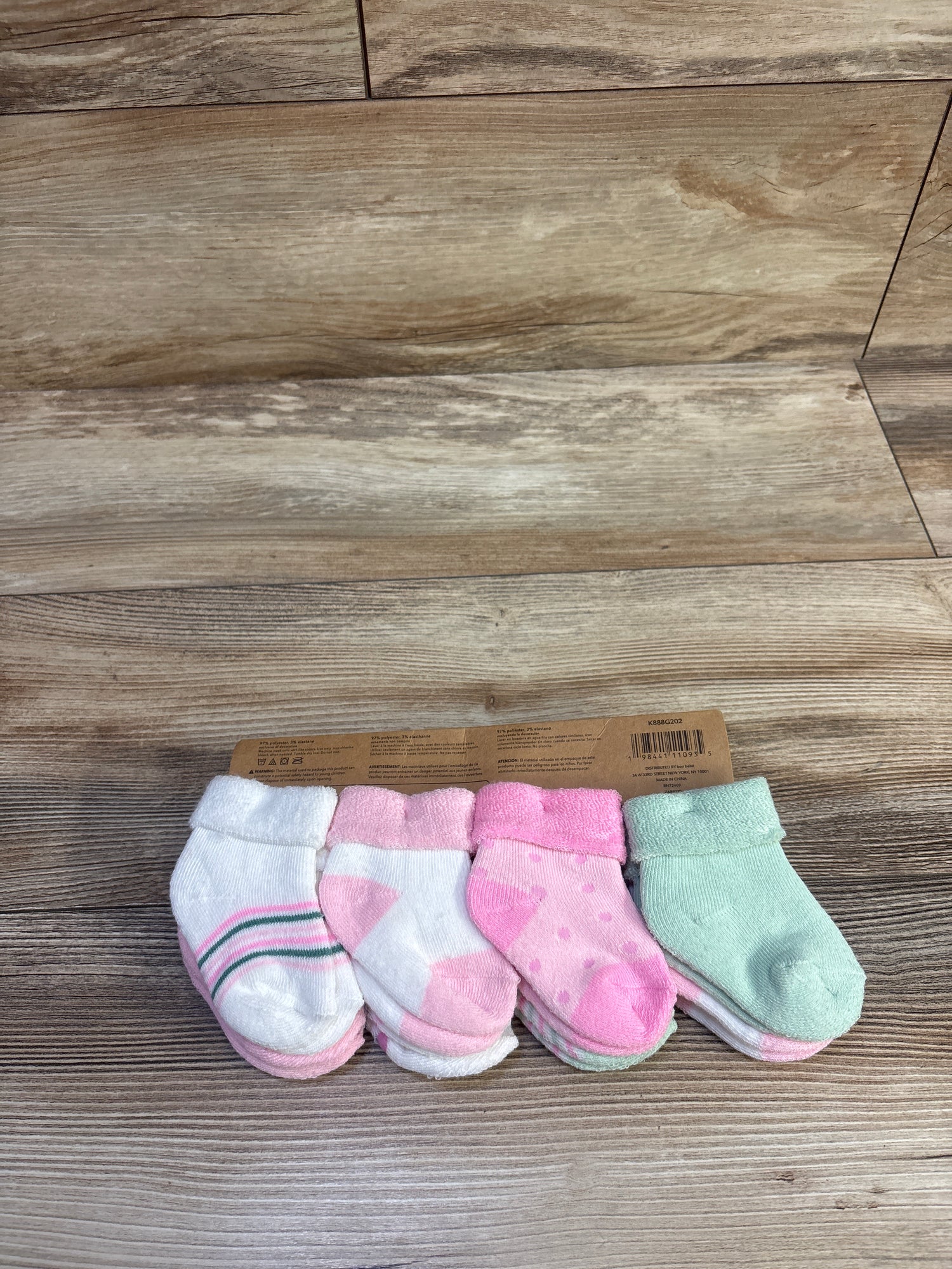 NEW Kit + Pearl 8pk Terry Socks sz 0-6m