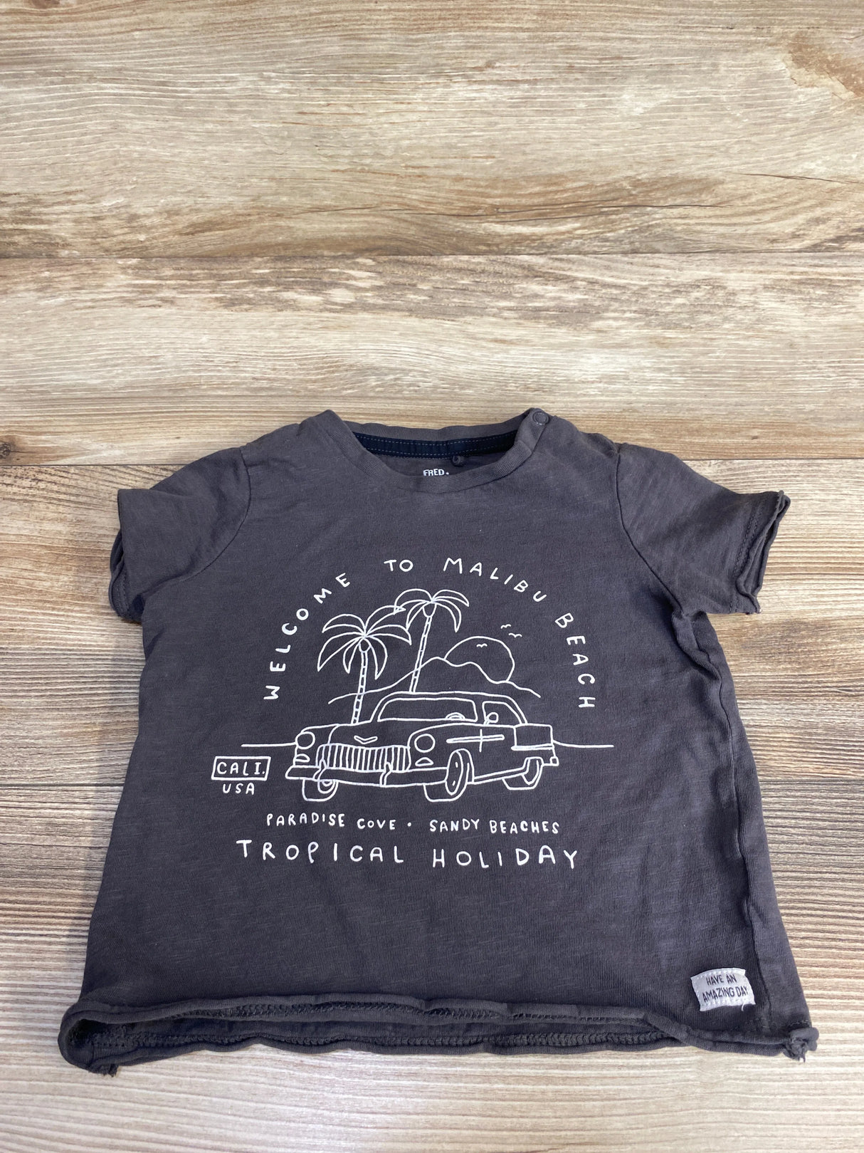 Fred & Flo Welcome To Malibu Beach Shirt Grey sz 18-24m