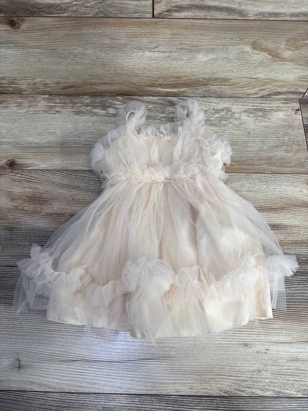 Shein Tulle Ruffle Dress Cream sz 12-18m