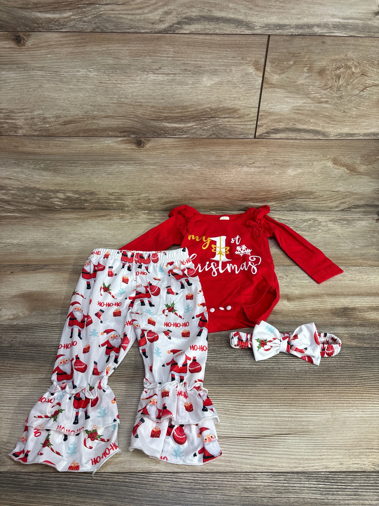 3pc My First Christmas Bodysuit Set Red sz 6-12m