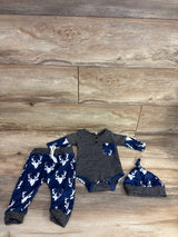 3pc Elk Bodysuit & Bottoms Set Grey sz 3-6m