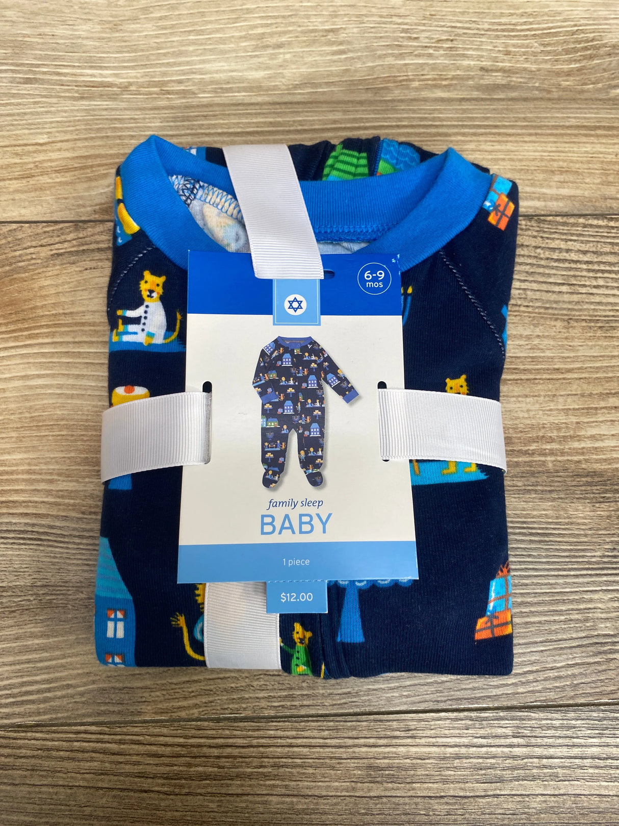 NEW Wondershop Hanukkah Sleeper Lions Navy sz 6-9m