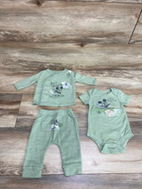 Disney Baby 3pc Mickey Mouse Kimono Set Green sz 0-3m