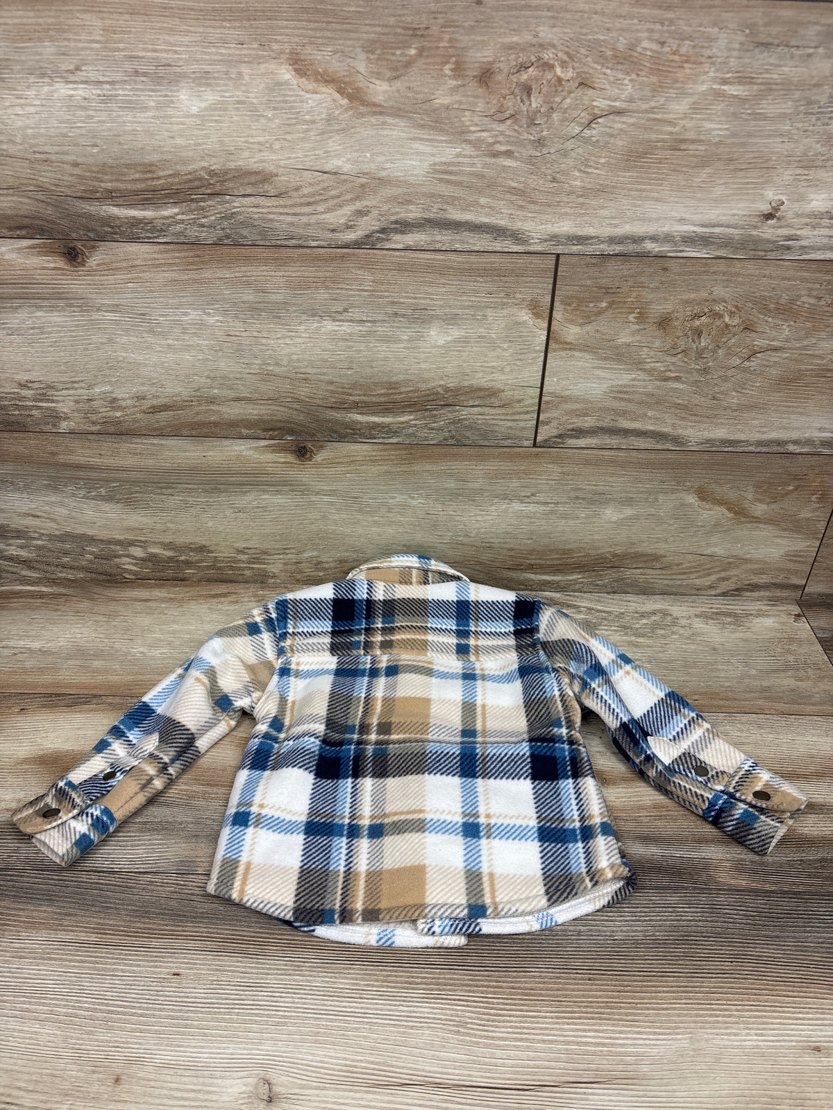 Copper Denim Fleece Plaid Button-Up Shacket Beige sz 3T