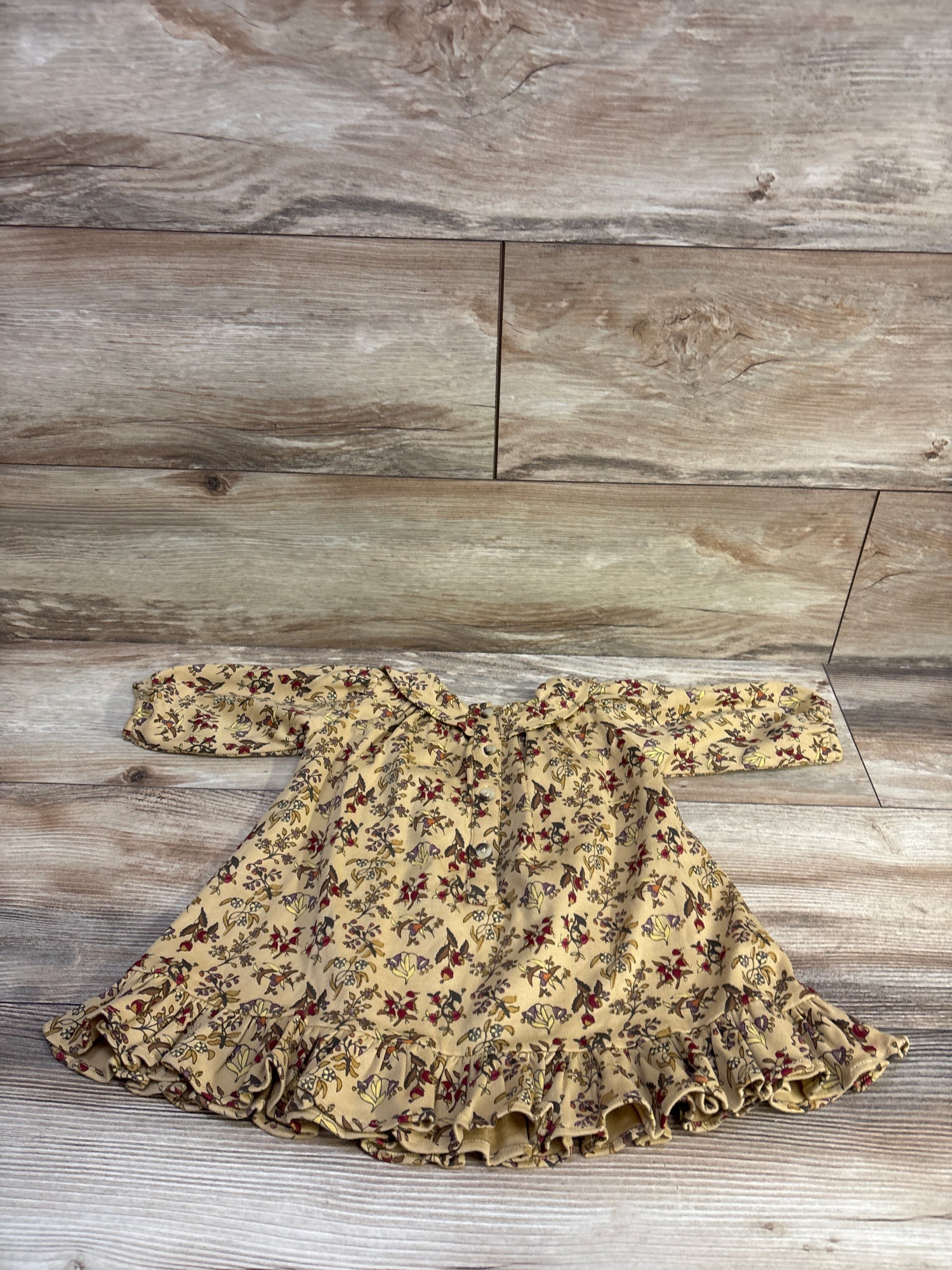 Kate Quinn Long Sleeve Ruffle Dress Yellow sz 6-12m
