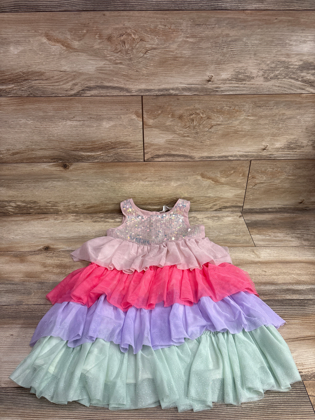 H&M Sleeveless Sequin Layered Tulle Dress Pink sz 4T