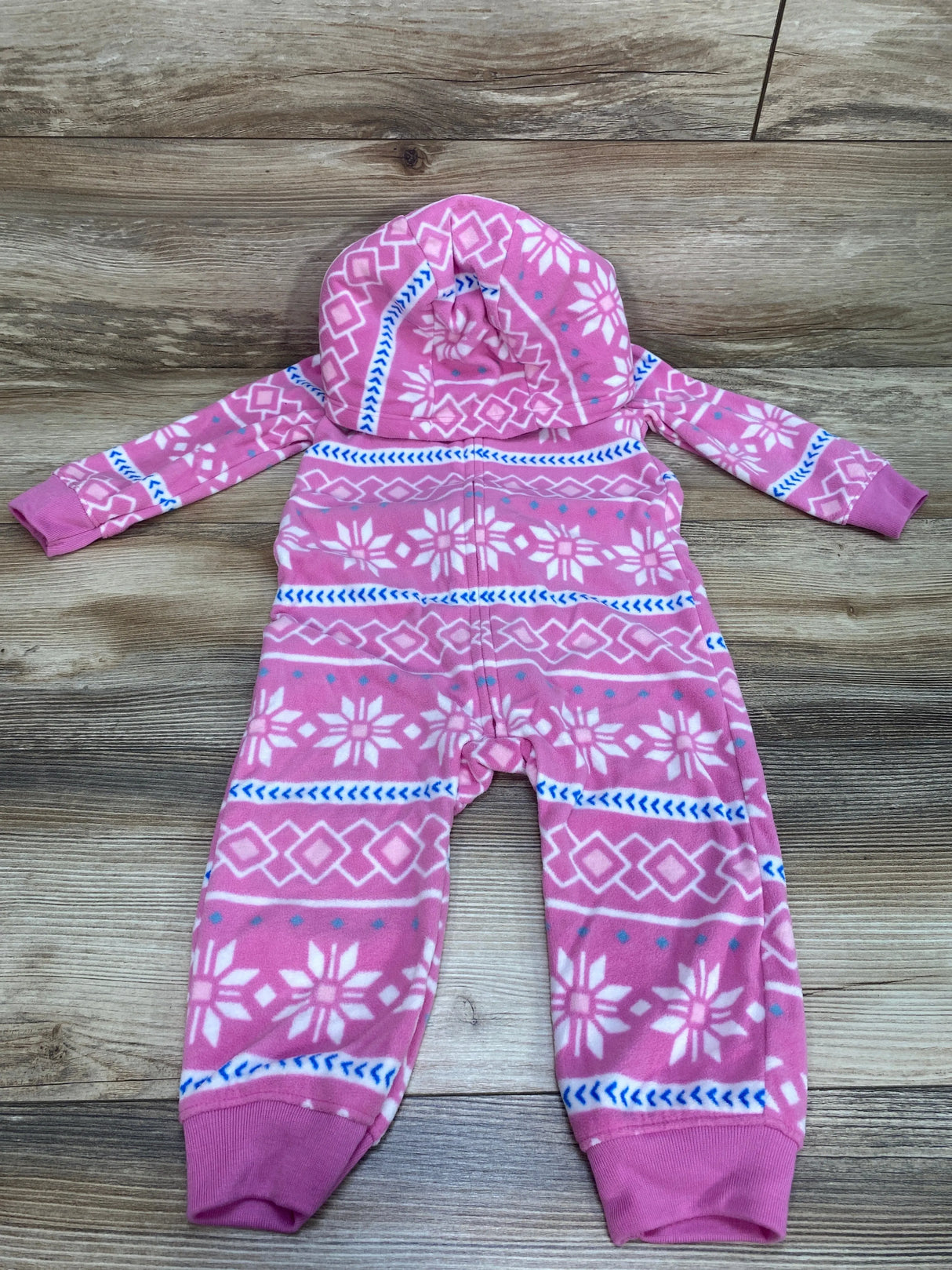 Carter's Fair Isle Fleece Hooded Coverall Pink sz 18m