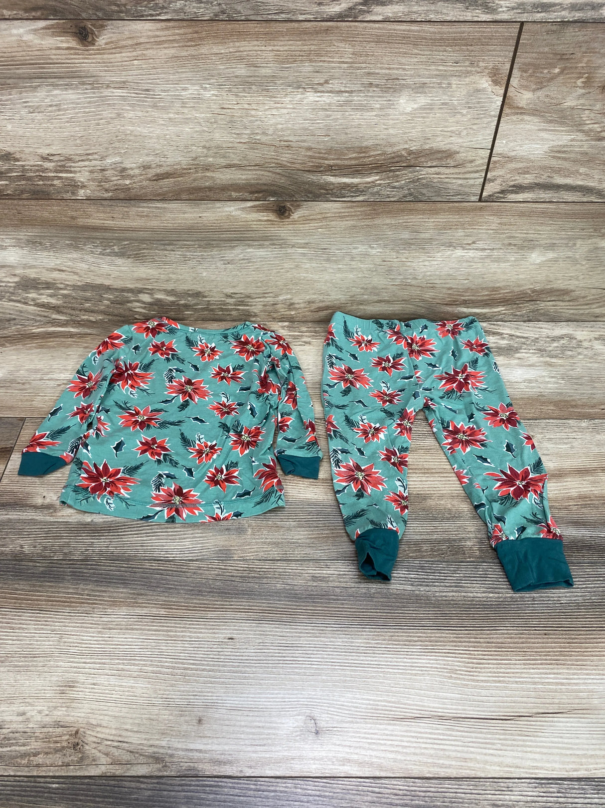 Angel Dear 2pc Poinsettia Pajama Set Green sz 18-24m