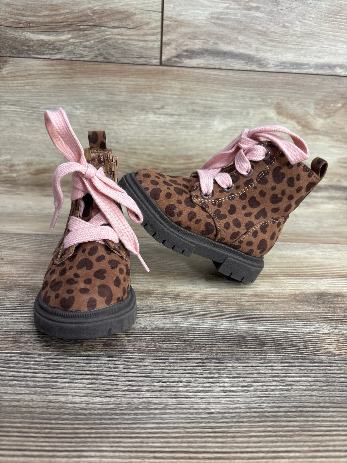Cat & Jack Amaya Lace-Up Combat Boots Leopard Print sz 5c