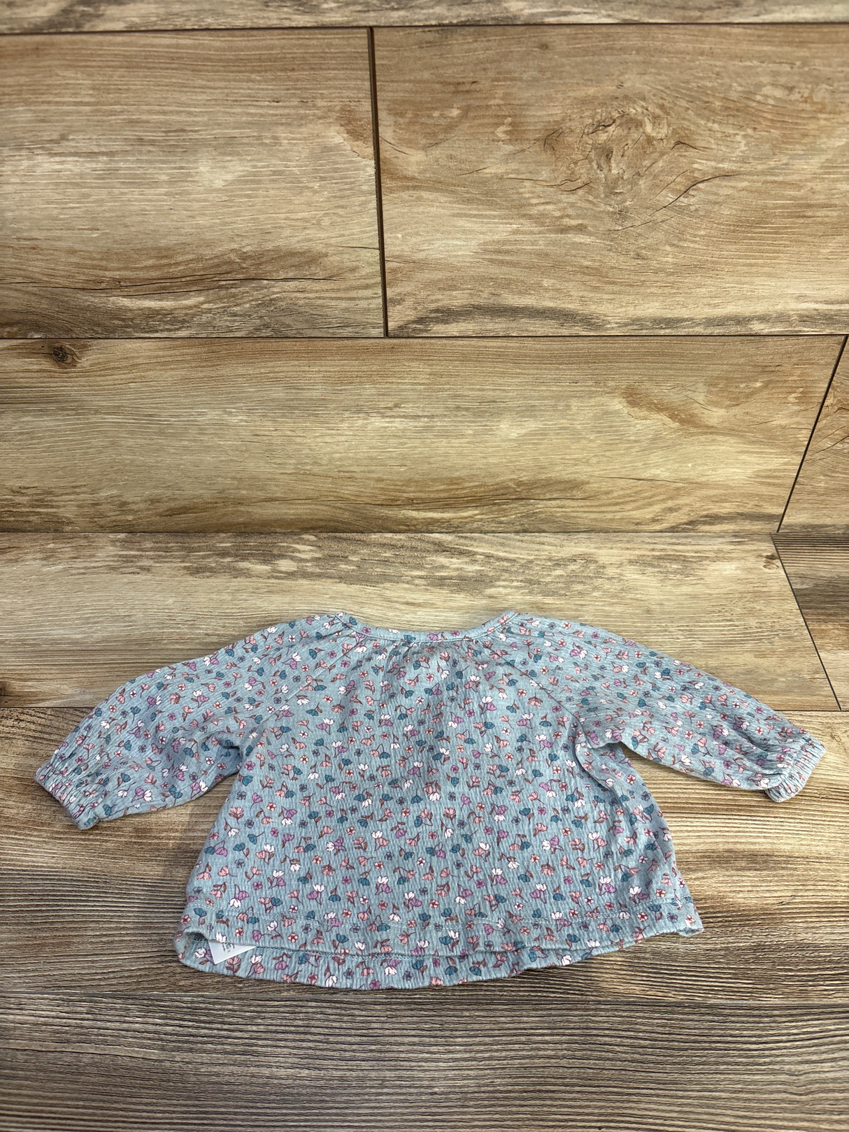 Carter's Floral Long Sleeve Henley Shirt Blue sz 3m