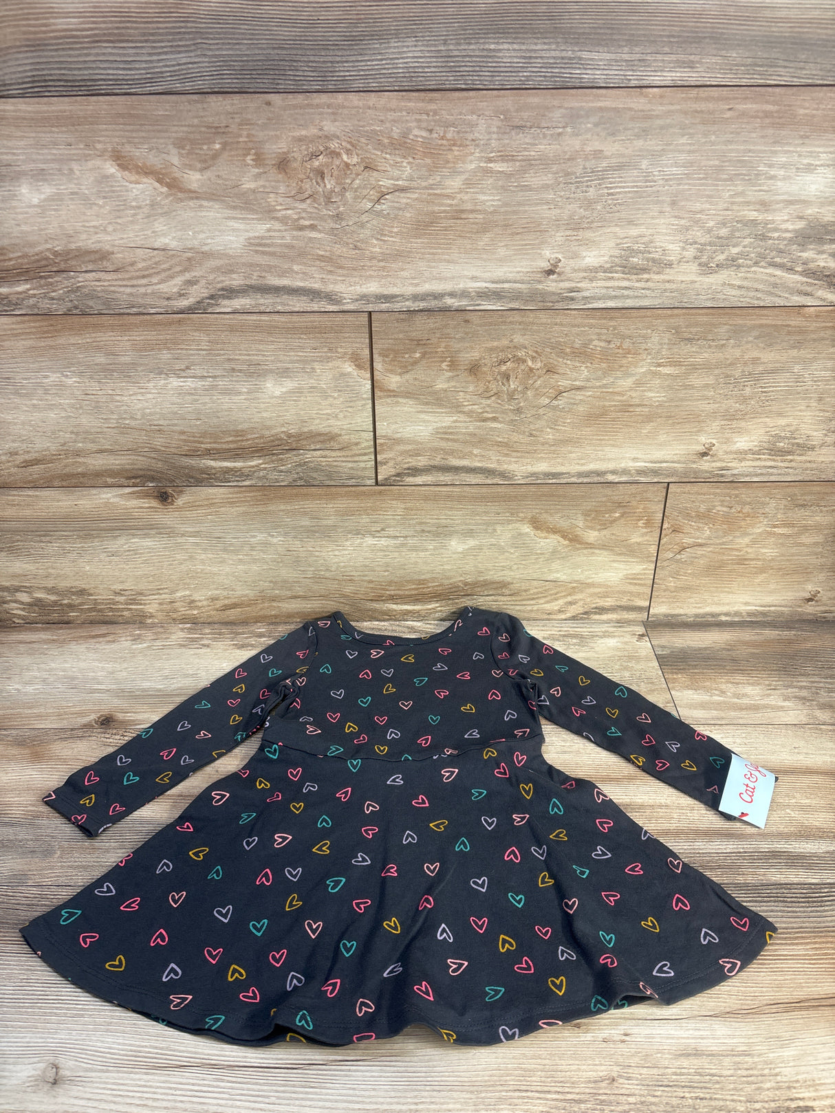 NEW Cat & Jack Heart Print Dress Grey sz 3T