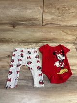 Disney Baby 2pc Minnie Mouse Bodysuit & Pants Set Red sz 3/6m