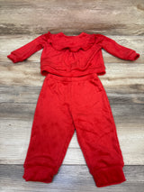 Okie Dokie 2pc Velour Sweatshirt & Pants Set Red sz 6m