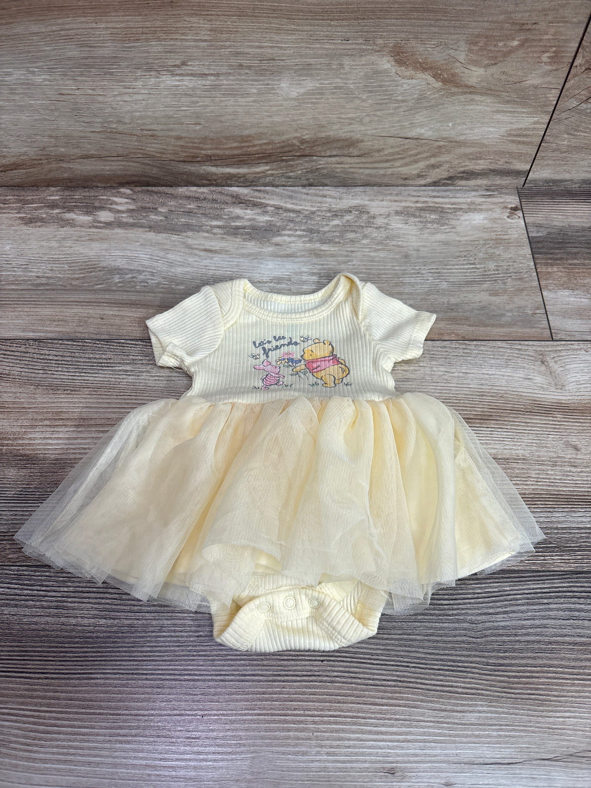 Disney Baby Winnie The Pooh Ribbed Tutu Bodysuit Yellow sz Newborn