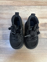 Top-down view of Billy Footwear adaptive high-top toddler sneakers size 5C showing side zippers and elastic laces on wood floor