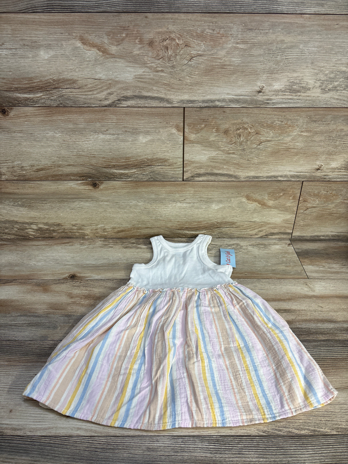 NEW Cat & Jack Striped Multicolored Tank Dress White sz 4T