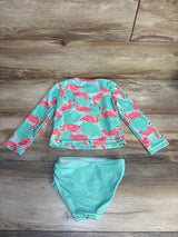 Just One You Flamingo Rashgaurd Set Light Blue sz 2T