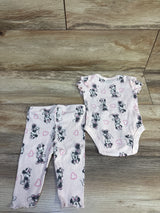Disney Baby 2pc Minnie Mouse Ribbed Bodysuit & Pants Set Pink sz 3/6m