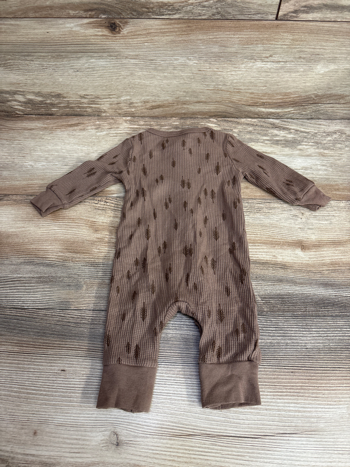 Modern Moments Tree Print Waffle Knit Coverall Brown sz 0-3m