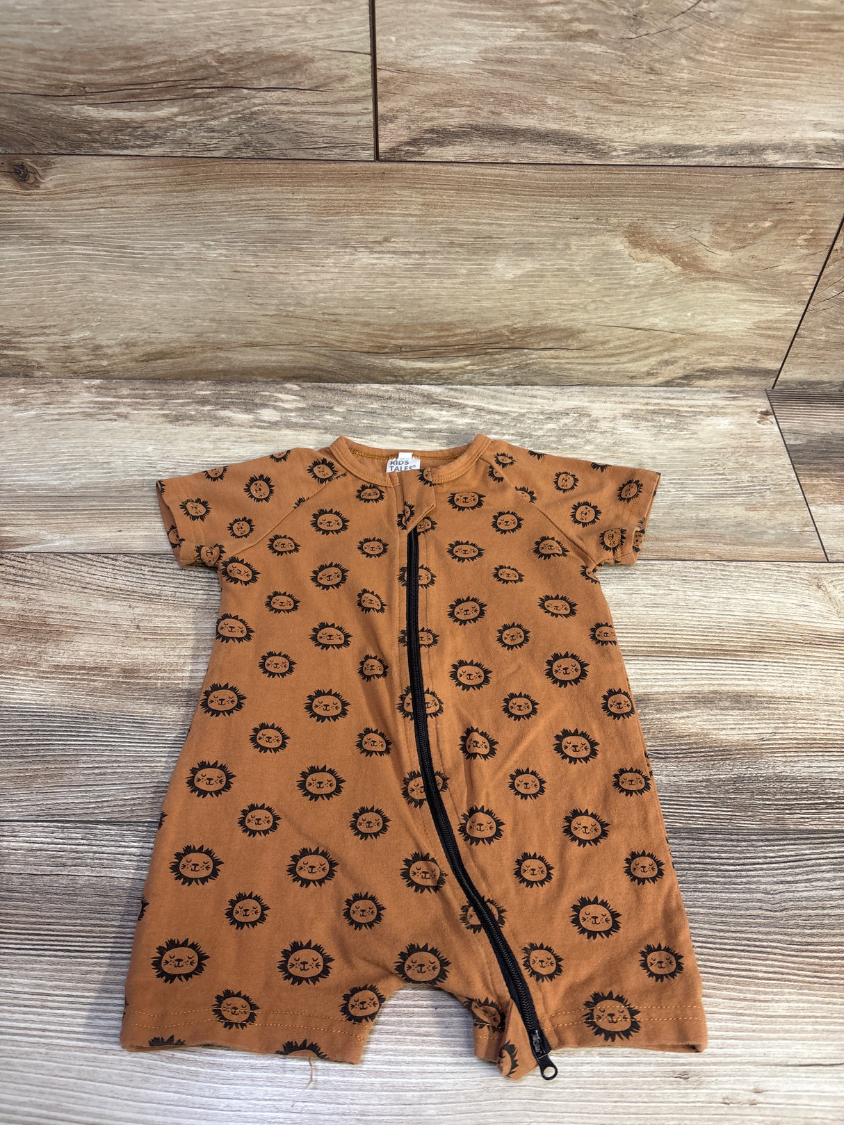Kids Tales Lion Sleeper Shortie Romper Brown sz 0-3m