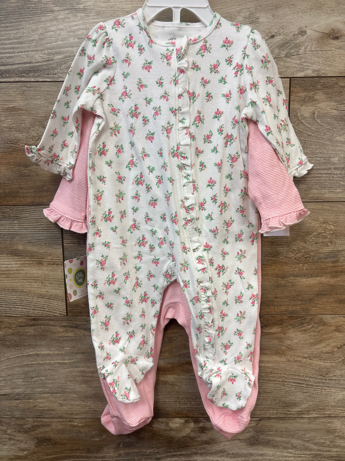 NEW Little Me 2pk Sleepers White/Pink sz 6m