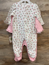 NEW Little Me 2pk Sleepers White/Pink sz 6m