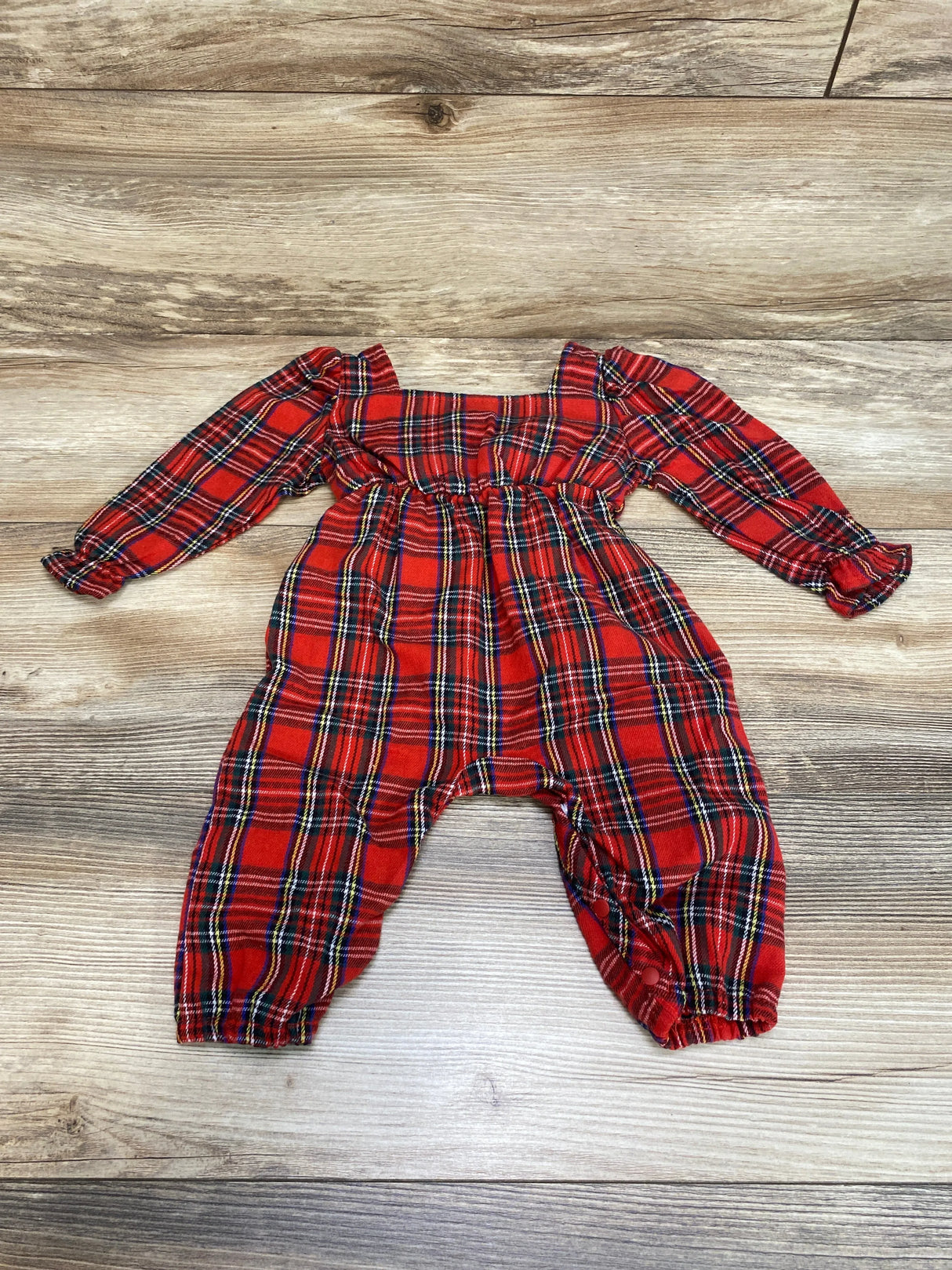 Plaid Bow Jumpsuit Red sz 3-6m